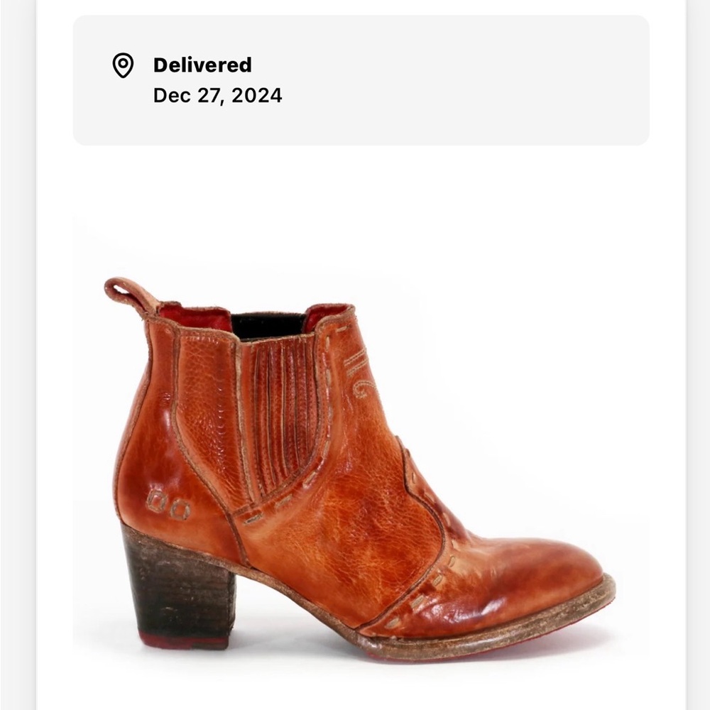 BED|STU Women's Rust Brown Leather Western Ankle Boot